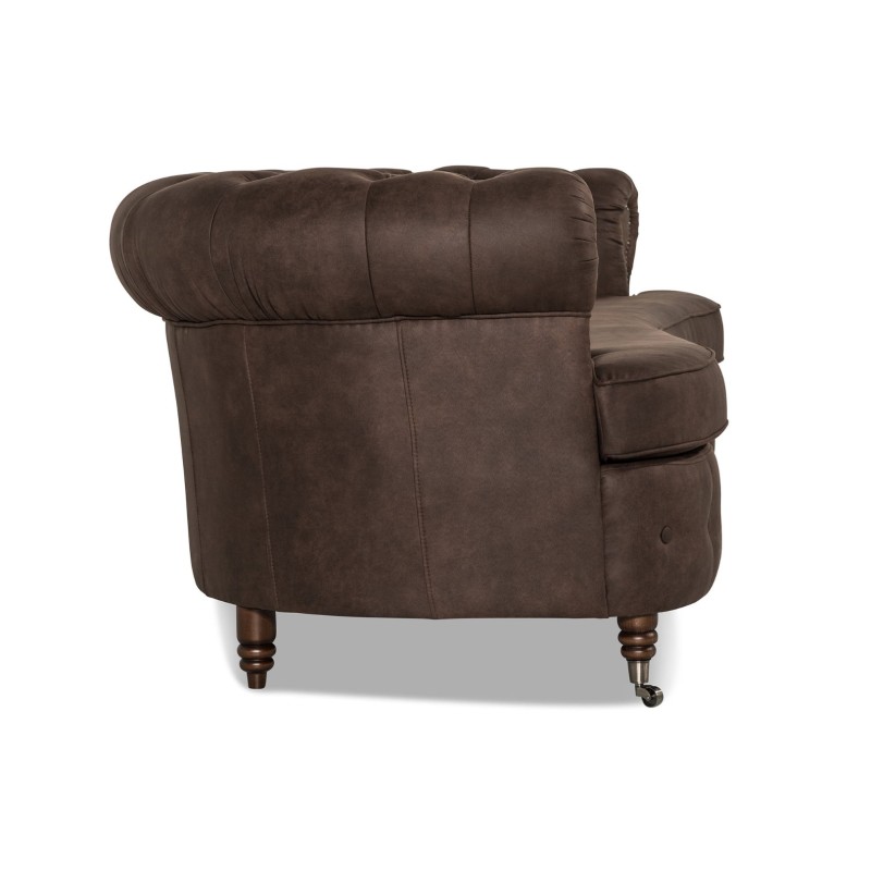 Chesterfield Deluxe 3-θέσιoς Κυρτός Καναπές Vintage Όψη Δέρματος Σκούρο Καφέ 230x86x80cm