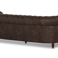 Chesterfield Deluxe 3-θέσιoς Κυρτός Καναπές Vintage Όψη Δέρματος Σκούρο Καφέ 230x86x80cm