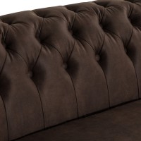 Chesterfield Deluxe 3-θέσιoς Κυρτός Καναπές Vintage Όψη Δέρματος Σκούρο Καφέ 230x86x80cm