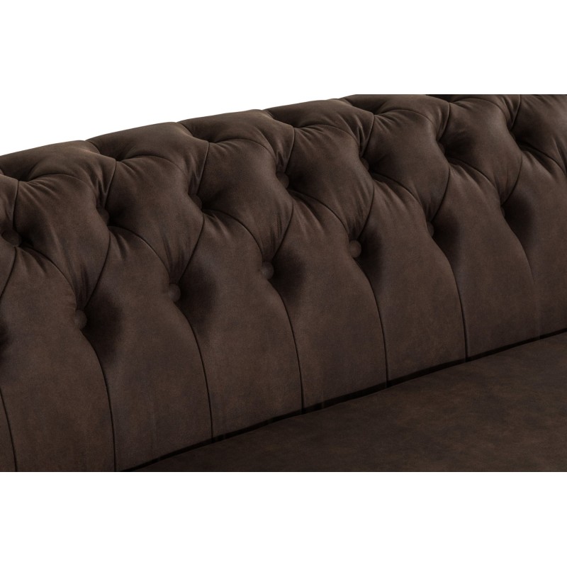 Chesterfield Deluxe 3-θέσιoς Κυρτός Καναπές Vintage Όψη Δέρματος Σκούρο Καφέ 230x86x80cm