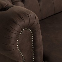 Chesterfield Deluxe 3-θέσιoς Κυρτός Καναπές Vintage Όψη Δέρματος Σκούρο Καφέ 230x86x80cm