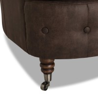 Chesterfield Deluxe 3-θέσιoς Κυρτός Καναπές Vintage Όψη Δέρματος Σκούρο Καφέ 230x86x80cm