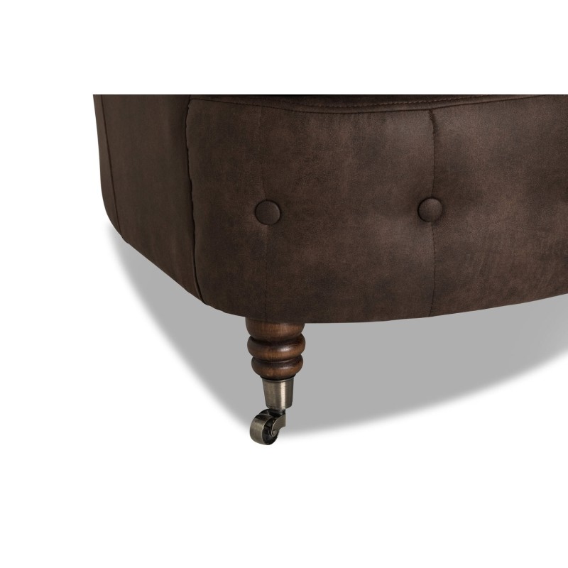 Chesterfield Deluxe 3-θέσιoς Κυρτός Καναπές Vintage Όψη Δέρματος Σκούρο Καφέ 230x86x80cm