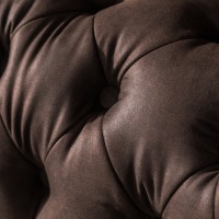 Chesterfield Deluxe 3-θέσιoς Κυρτός Καναπές Vintage Όψη Δέρματος Σκούρο Καφέ 230x86x80cm