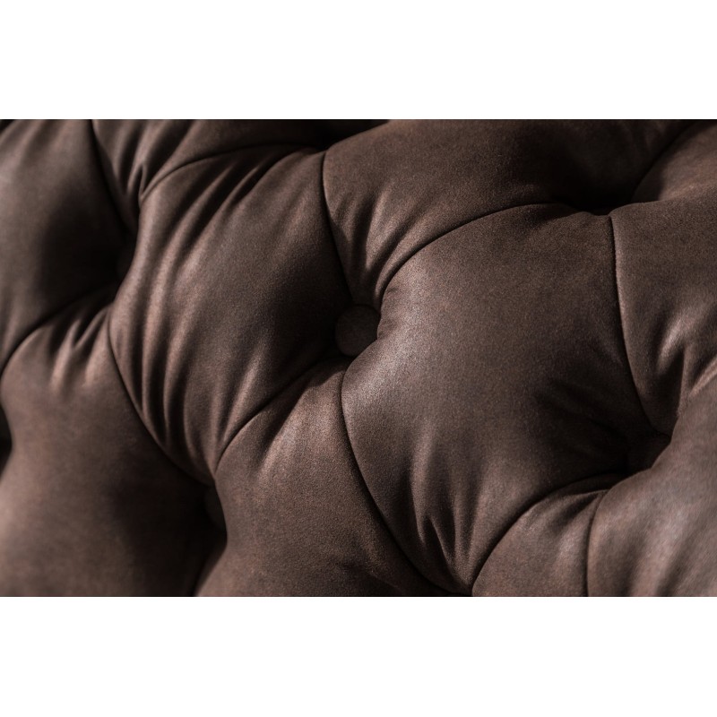 Chesterfield Deluxe 3-θέσιoς Κυρτός Καναπές Vintage Όψη Δέρματος Σκούρο Καφέ 230x86x80cm