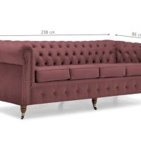 Chesterfiled Deluxe Καναπές 4θέσιος Βελούδο Σάπιο Μήλο 238×86×80cm