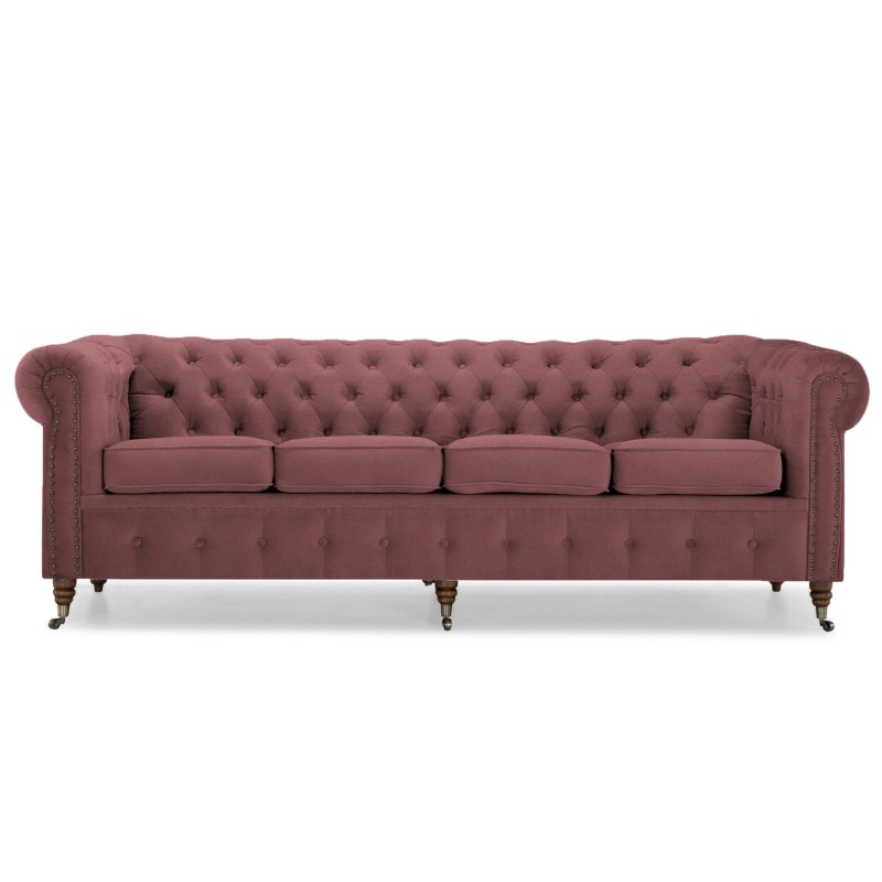 Chesterfiled Deluxe Καναπές 4θέσιος Βελούδο Σάπιο Μήλο 238×86×80cm
