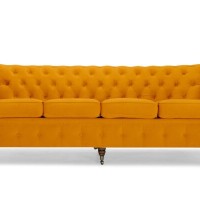 Chesterfiled Deluxe Καναπές 4θέσιος Βελούδο Μουσταρδί 238×86×80cm