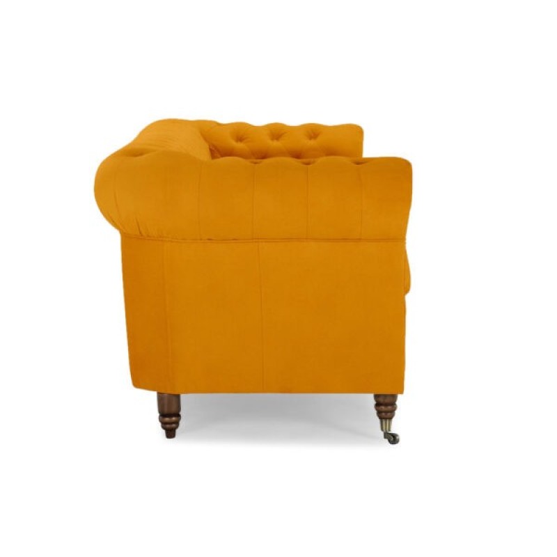 Chesterfiled Deluxe Καναπές 4θέσιος Βελούδο Μουσταρδί 238×86×80cm