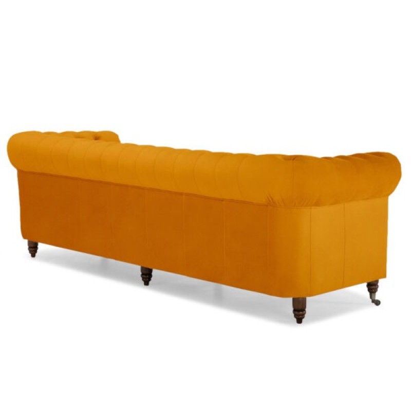 Chesterfiled Deluxe Καναπές 4θέσιος Βελούδο Μουσταρδί 238×86×80cm