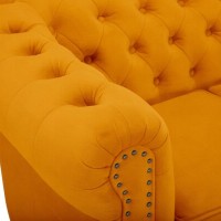 Chesterfiled Deluxe Καναπές 4θέσιος Βελούδο Μουσταρδί 238×86×80cm