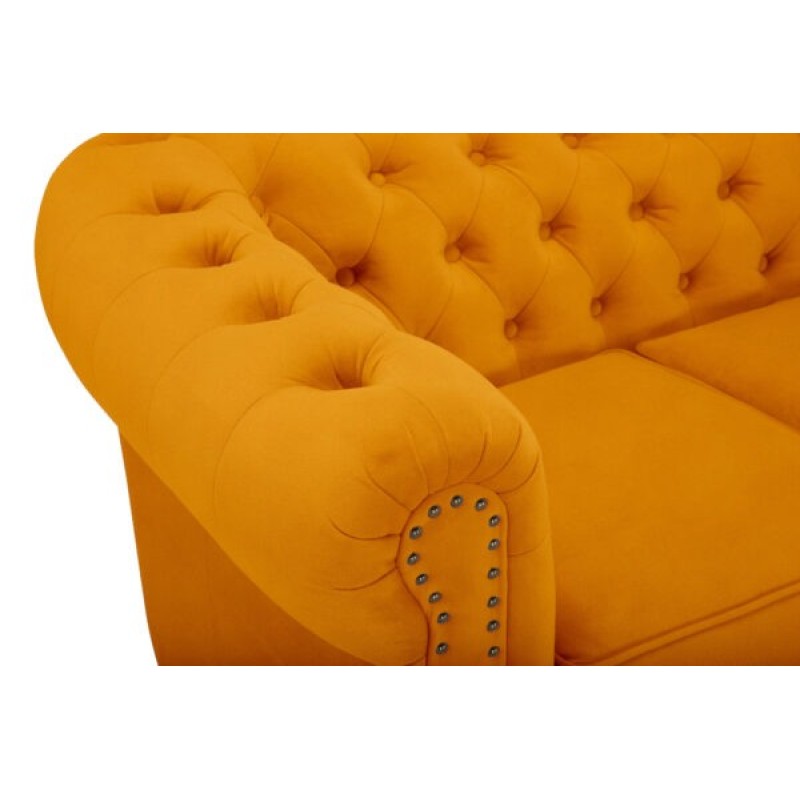 Chesterfiled Deluxe Καναπές 4θέσιος Βελούδο Μουσταρδί 238×86×80cm