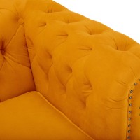 Chesterfiled Deluxe Καναπές 4θέσιος Βελούδο Μουσταρδί 238×86×80cm