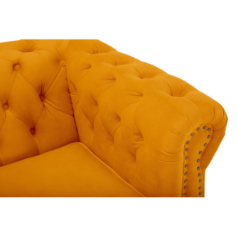 Chesterfiled Deluxe Καναπές 4θέσιος Βελούδο Μουσταρδί 238×86×80cm