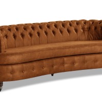 Chesterfield Deluxe 3-θέσιoς Κυρτός Καναπές Vintage Όψη Δέρματος Καφέ-Κονιάκ 230x86x80cm