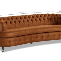 Chesterfield Deluxe 3-θέσιoς Κυρτός Καναπές Vintage Όψη Δέρματος Καφέ-Κονιάκ 230x86x80cm