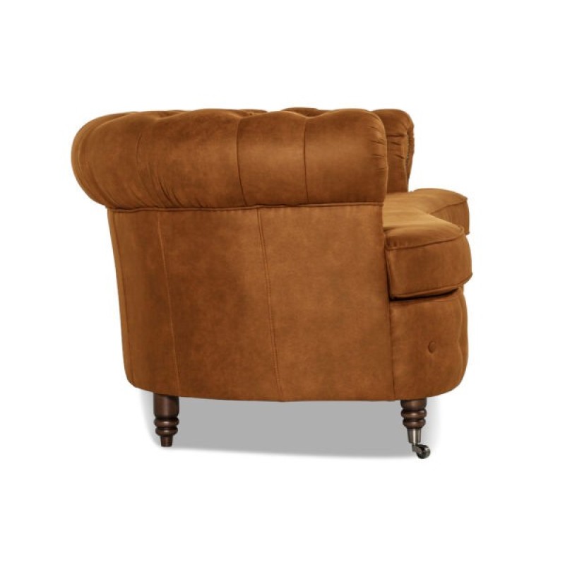 Chesterfield Deluxe 3-θέσιoς Κυρτός Καναπές Vintage Όψη Δέρματος Καφέ-Κονιάκ 230x86x80cm