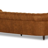 Chesterfield Deluxe 3-θέσιoς Κυρτός Καναπές Vintage Όψη Δέρματος Καφέ-Κονιάκ 230x86x80cm