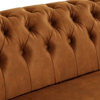 Chesterfield Deluxe 3-θέσιoς Κυρτός Καναπές Vintage Όψη Δέρματος Καφέ-Κονιάκ 230x86x80cm