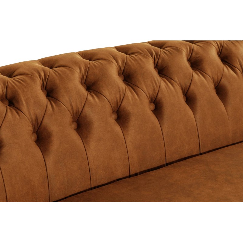 Chesterfield Deluxe 3-θέσιoς Κυρτός Καναπές Vintage Όψη Δέρματος Καφέ-Κονιάκ 230x86x80cm