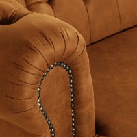 Chesterfield Deluxe 3-θέσιoς Κυρτός Καναπές Vintage Όψη Δέρματος Καφέ-Κονιάκ 230x86x80cm