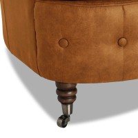 Chesterfield Deluxe 3-θέσιoς Κυρτός Καναπές Vintage Όψη Δέρματος Καφέ-Κονιάκ 230x86x80cm