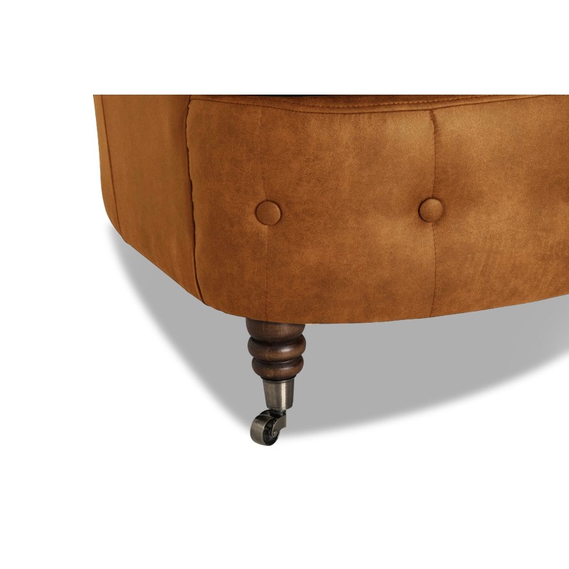 Chesterfield Deluxe 3-θέσιoς Κυρτός Καναπές Vintage Όψη Δέρματος Καφέ-Κονιάκ 230x86x80cm