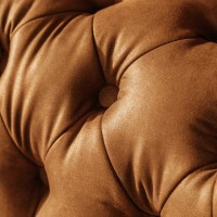 Chesterfield Deluxe 3-θέσιoς Κυρτός Καναπές Vintage Όψη Δέρματος Καφέ-Κονιάκ 230x86x80cm