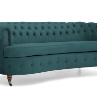 Chesterfield Deluxe 3-θέσιoς Κυρτός Καναπές Βελούδο Πετρόλ 230x86x80cm