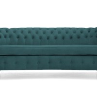 Chesterfield Deluxe 3-θέσιoς Κυρτός Καναπές Βελούδο Πετρόλ 230x86x80cm