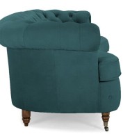 Chesterfield Deluxe 3-θέσιoς Κυρτός Καναπές Βελούδο Πετρόλ 230x86x80cm