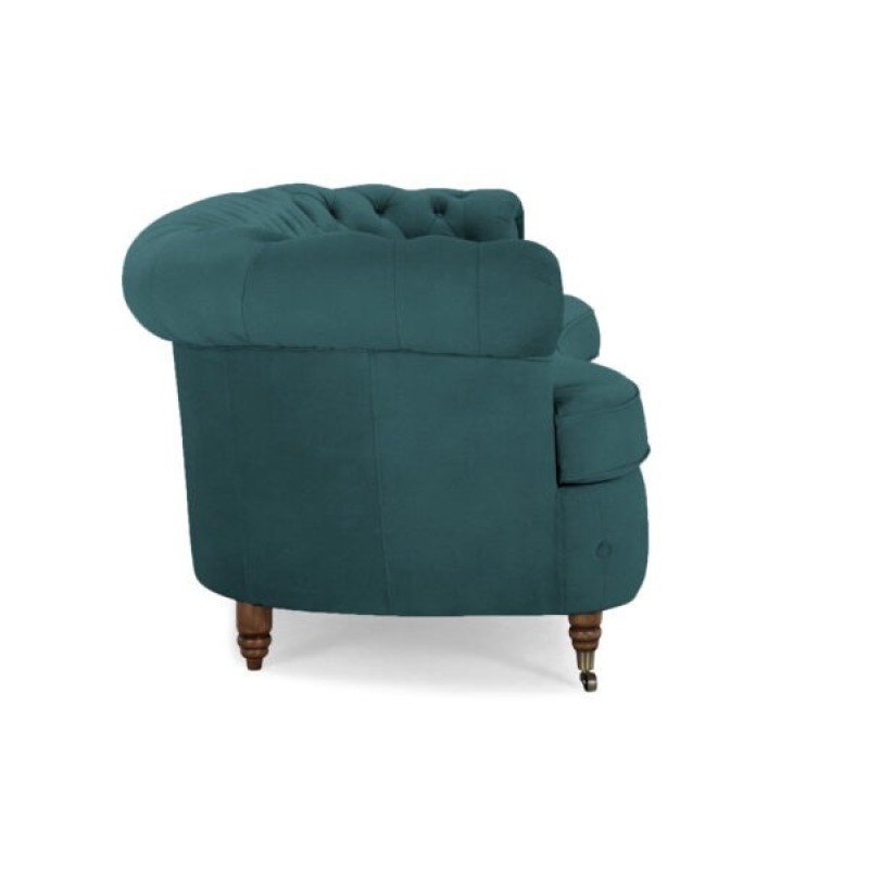 Chesterfield Deluxe 3-θέσιoς Κυρτός Καναπές Βελούδο Πετρόλ 230x86x80cm