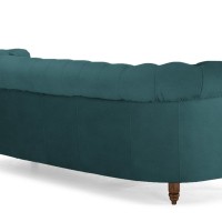 Chesterfield Deluxe 3-θέσιoς Κυρτός Καναπές Βελούδο Πετρόλ 230x86x80cm