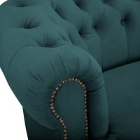 Chesterfield Deluxe 3-θέσιoς Κυρτός Καναπές Βελούδο Πετρόλ 230x86x80cm