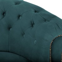 Chesterfield Deluxe 3-θέσιoς Κυρτός Καναπές Βελούδο Πετρόλ 230x86x80cm
