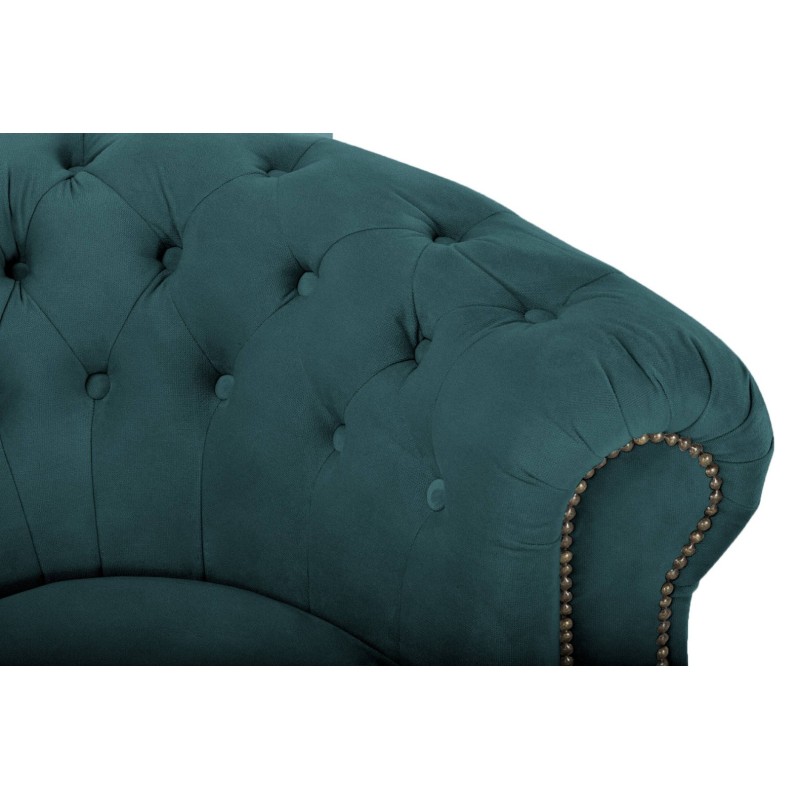 Chesterfield Deluxe 3-θέσιoς Κυρτός Καναπές Βελούδο Πετρόλ 230x86x80cm