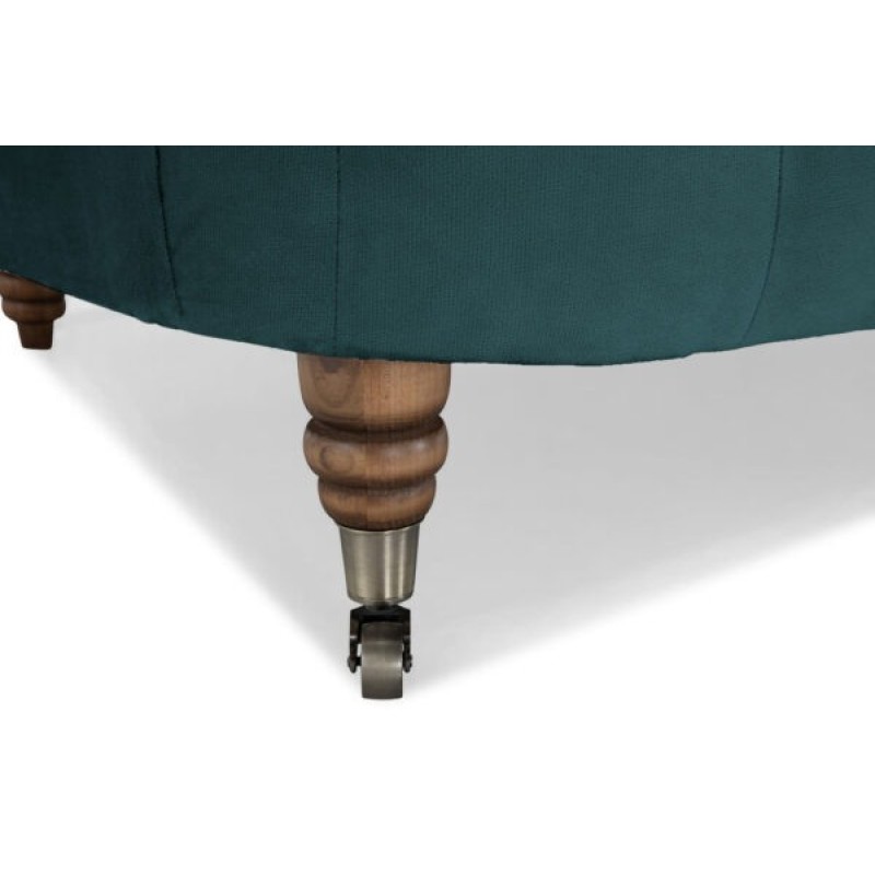 Chesterfield Deluxe 3-θέσιoς Κυρτός Καναπές Βελούδο Πετρόλ 230x86x80cm
