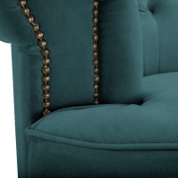 Chesterfield Deluxe 3-θέσιoς Κυρτός Καναπές Βελούδο Πετρόλ 230x86x80cm