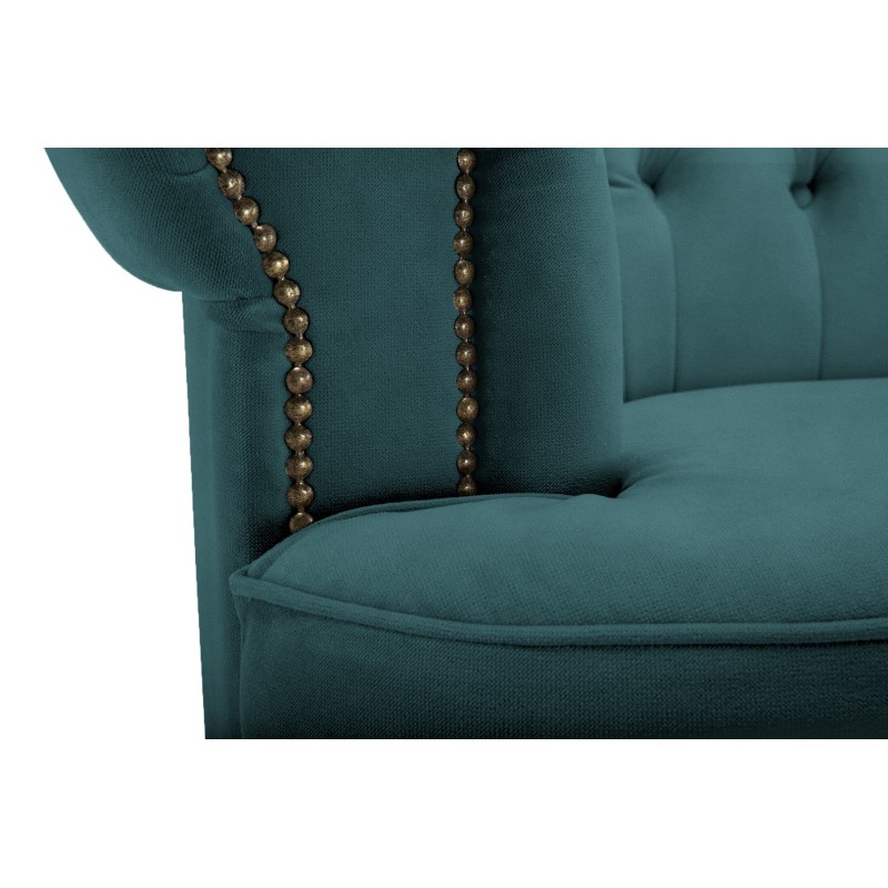 Chesterfield Deluxe 3-θέσιoς Κυρτός Καναπές Βελούδο Πετρόλ 230x86x80cm