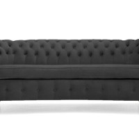 Chesterfield Deluxe 3-θέσιoς Κυρτός Καναπές Βελούδο Σκούρο Γκρι 230x86x80cm