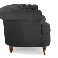 Chesterfield Deluxe 3-θέσιoς Κυρτός Καναπές Βελούδο Σκούρο Γκρι 230x86x80cm