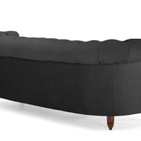 Chesterfield Deluxe 3-θέσιoς Κυρτός Καναπές Βελούδο Σκούρο Γκρι 230x86x80cm