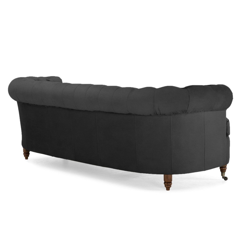 Chesterfield Deluxe 3-θέσιoς Κυρτός Καναπές Βελούδο Σκούρο Γκρι 230x86x80cm