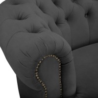 Chesterfield Deluxe 3-θέσιoς Κυρτός Καναπές Βελούδο Σκούρο Γκρι 230x86x80cm