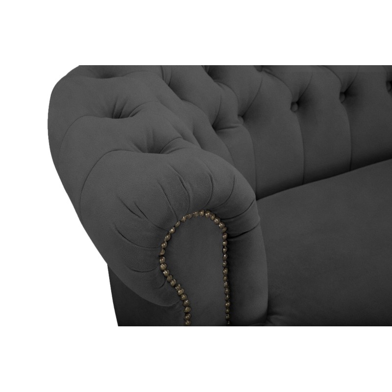 Chesterfield Deluxe 3-θέσιoς Κυρτός Καναπές Βελούδο Σκούρο Γκρι 230x86x80cm