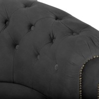 Chesterfield Deluxe 3-θέσιoς Κυρτός Καναπές Βελούδο Σκούρο Γκρι 230x86x80cm