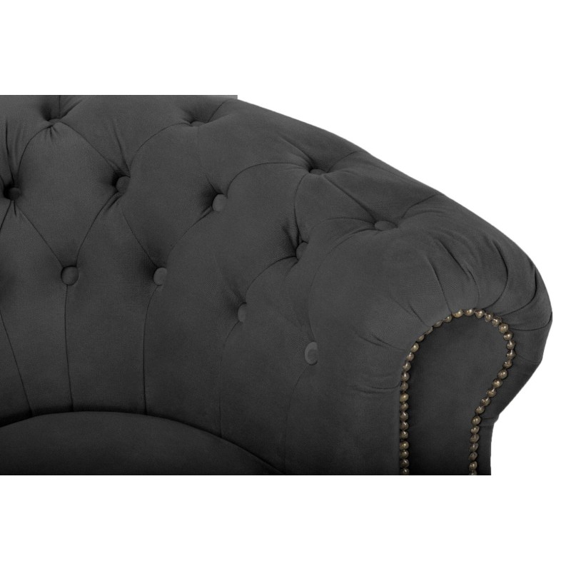 Chesterfield Deluxe 3-θέσιoς Κυρτός Καναπές Βελούδο Σκούρο Γκρι 230x86x80cm