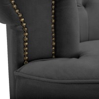 Chesterfield Deluxe 3-θέσιoς Κυρτός Καναπές Βελούδο Σκούρο Γκρι 230x86x80cm
