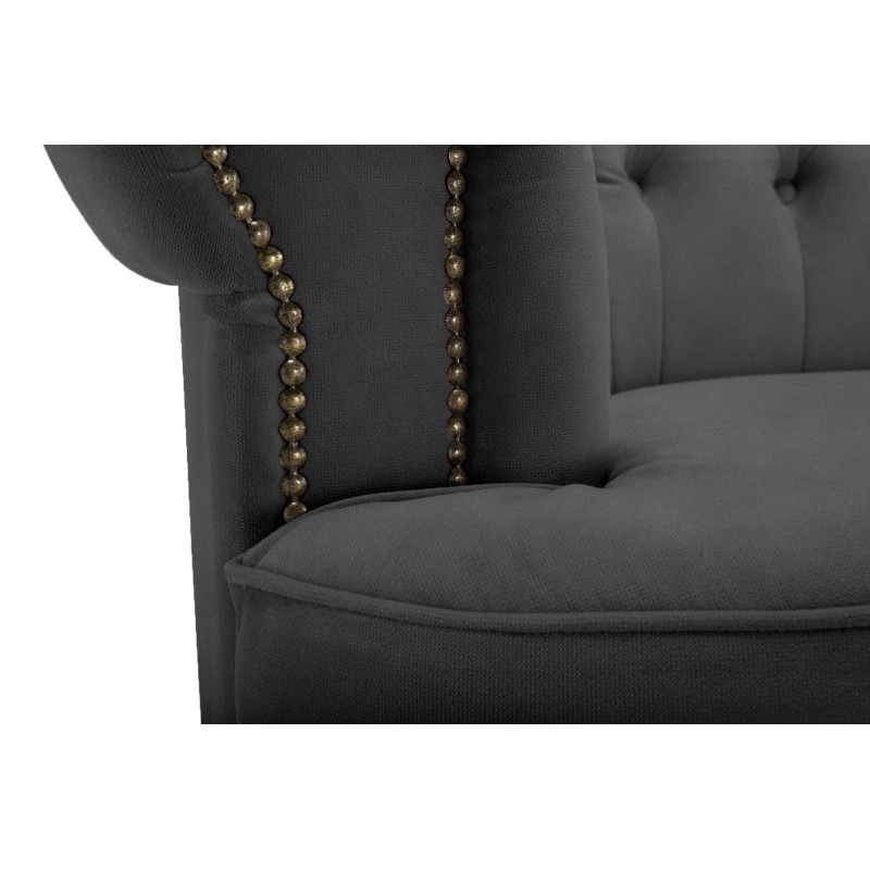 Chesterfield Deluxe 3-θέσιoς Κυρτός Καναπές Βελούδο Σκούρο Γκρι 230x86x80cm