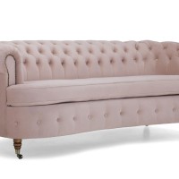 Chesterfield Deluxe 3-θέσιoς Κυρτός Καναπές Βελούδο Ροζ Γιασεμί 230x86x80cm